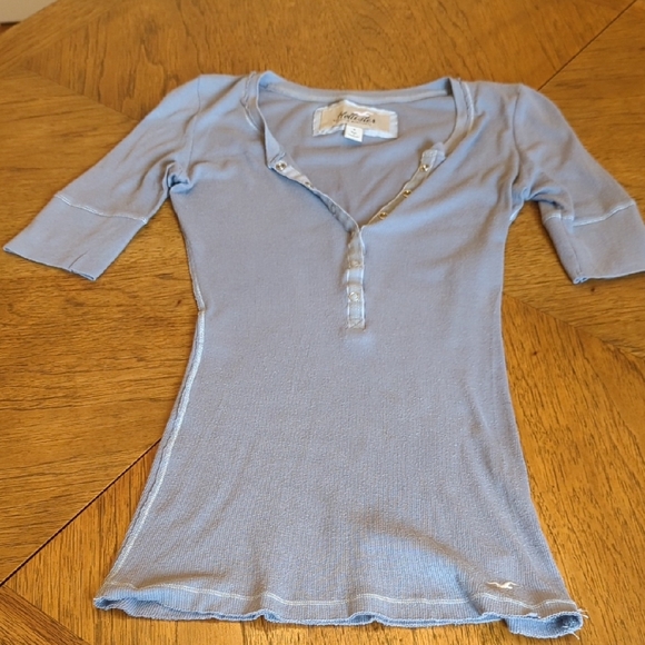 Y2K Hollister Women's Half Sleeve Gray Henley Tee Bella Swan - Picture 10 of 12